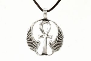 Ankh Pendant with Wings, Silver